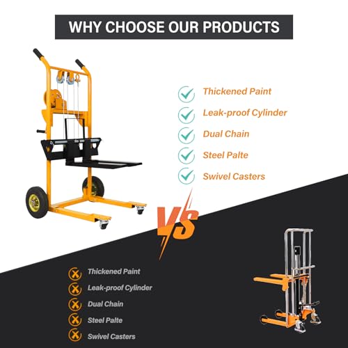 Apollo Material Lift Stacker, Pallet Truck Dolly 330 lbs Capacity - color: Yellow, size: Winch-330 lbs-40.5" Lift