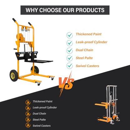 Apollo Material Lift Stacker, Pallet Truck Dolly 330 lbs Capacity - color: Yellow, size: Winch-330 lbs-40.5" Lift