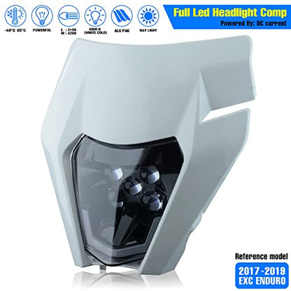 Headlight Head Lamp Light Fairing Mask Day Running Light For ATV Scooters Dirt Pit Bike Enduro (White+Cold White DRL) - color: White