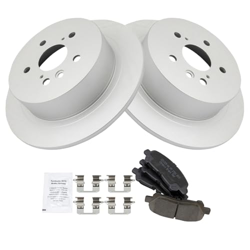TRQ Rear Ceramic Brake Pad and Rotor Set Coated - style: BKA14738