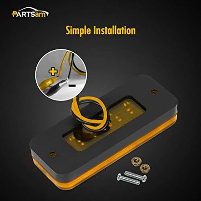 Partsam 20Pcs 4 Inch Led Rectangular Side Marker Clearance Lights, 8 LED Running Lights for Trailer Truck RV Camper Motorhome Car Truck, 12V (10 Amber + 10 Red)