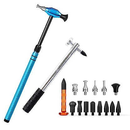 LadyRosian 16PCS Car Paintless Dent Repair Tools Aluminum Dent Hammer with Knock Down Head Tap Kit Leveling Telescopic Hammer Set for Car Hail Damage Repair - color: Repair Tool A
