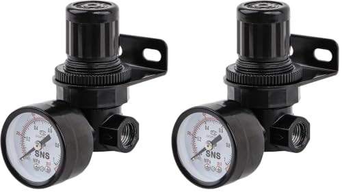 SNS Air Compressor Pressure Regulator With Bracket and Gauge Female Thread 1/4 NPT Adjustable R-N07BG (Pack of 2) - size: 1/4 inches (Pack of 2)