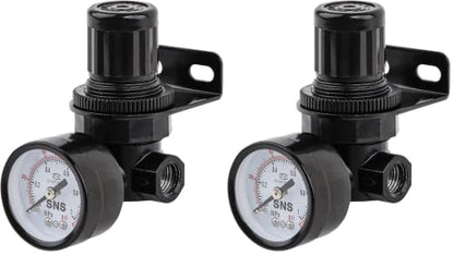 SNS Air Compressor Pressure Regulator With Bracket and Gauge Female Thread 1/4 NPT Adjustable R-N07BG (Pack of 2) - size: 1/4 inches (Pack of 2)