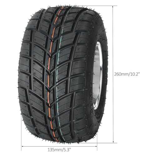 Front 5in Rain Road Tires, 10x4.50-5 10x4.50x5 Go Kart Tires and Rims for Racing Kart Quad Drifting Mini Bikes (Offset: 32mm, Tubeless Tire, 5-Inch, 3 Holes) - size: 1 tire