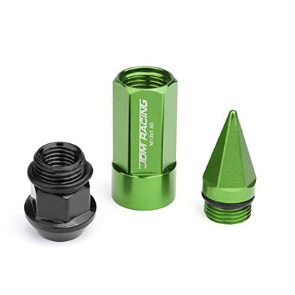 Auto Dynasty M12 x 1.5 Open/Closed End Design 20-Piece Aluminum Alloy Wheel Lug Nuts + 2 X Deep Drive Extension (Green) - color: Green