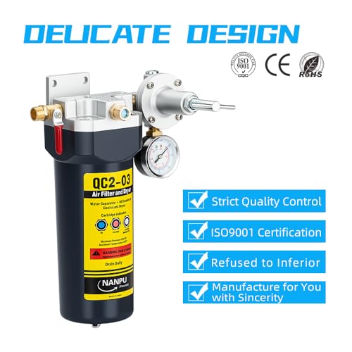 NANPU QC2 1/2" NPT Desiccant Air Dryer with Regulator and Gauge - size: 1/2" NPT
