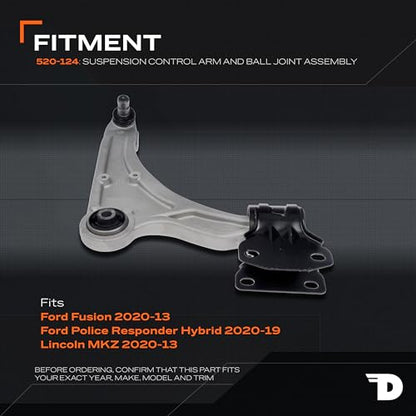 Dorman 520-124 Front Passenger Side Lower Suspension Control Arm and Ball Joint Assembly Compatible with Select Ford / Lincoln Models