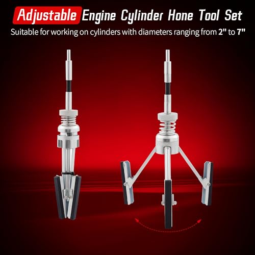 Cylinder Hone Tool, Adjustable for 2"-7", with Extra 3PC 3" Stones - size: 3pc 3"