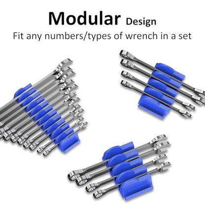 DEHOYI 48 PCS MAGNETIC Modular Wrench Organizer for Tool box, Metric & SAE - style: Magnetic (48 pcs Blue)