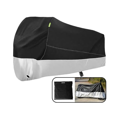 One Waterproof Motorcycle Cover, Heavy Duty Outdoor Motorbike Cover with Lock-Holes, Rain Protection, Fits up to Electric Bicycle & Motorcycles, All Season(220x95x110CM) - size: L (220x95x110CM)