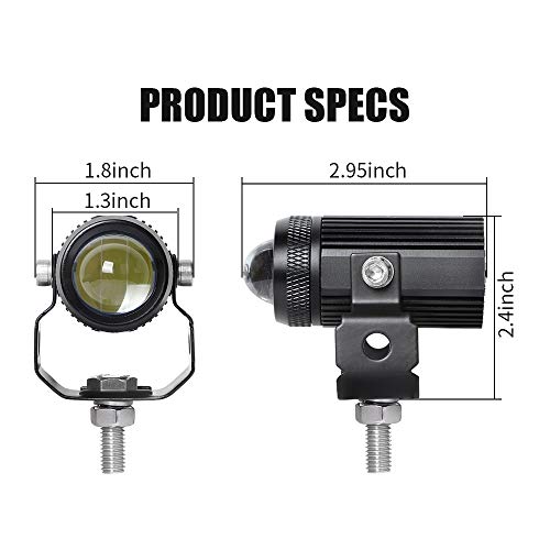 EXZEIT Led Driving Light for Motorcycle, High Low Beam Function 1.3'' Fog Lights Aux Light for Motorcycle e-Bike ATV UTV, 12/24V, 30W, 6000 Lumens 2 pcs (White Light)