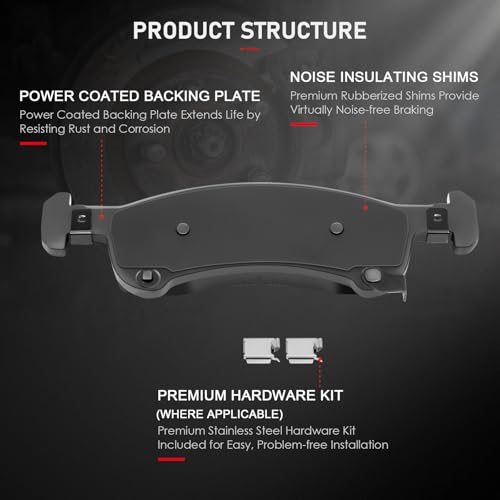 cciyu D934 Brake Pads w/Hardware Front Disc Brake Pad Set - size: Front[D934]