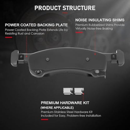 cciyu D934 Brake Pads w/Hardware Front Disc Brake Pad Set - size: Front[D934]