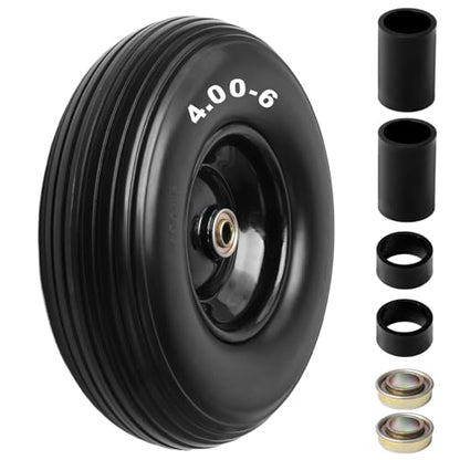 Storystore 13" Wheelbarrow Tires, 1-Pack 4.00-6 Flat Free Tire And Wheel with 5/8" or 3/4" Bearings, 1.75" Centered Hub for Hand Trucks, Wheelbarrows, Dolly, Wagon, Trailer - size: 13" (1 Pack)