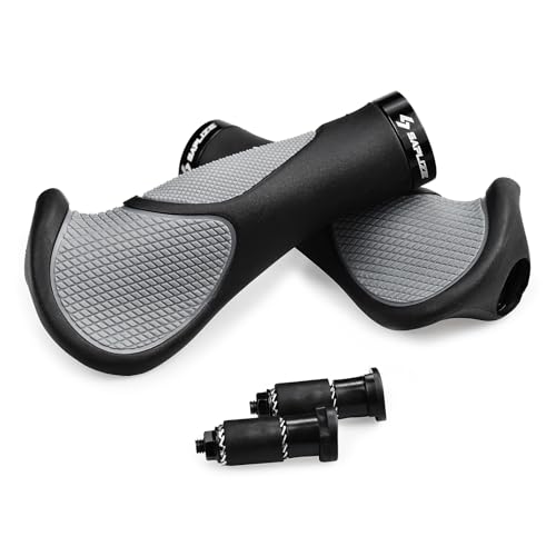 SAPLIZE Bike Handlebar Grips, Ergonomic Design, Wide Palm Support Rubber Bike Grips, Double Lock-on, for Mountain Road MTB Bike, Urban Bikes Scooters, Multi-Color Options - color: Graphite Black