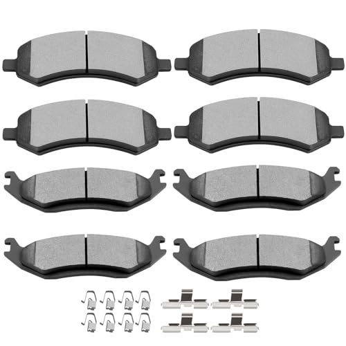 SCITOO Front Ceramic Rear Semi-Metal Brake Pads Sets For Ram 1500 2011-2014 - size: Front D1084 & Rear D967 [8PCS]