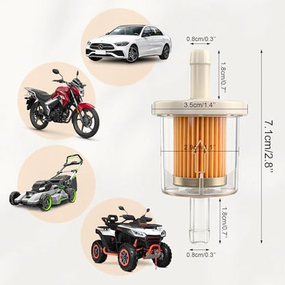 BlingKingdom 2PCS Inline Fuel Filter, Fit for 8 mm Fuel Lines, Lawn Mowers
