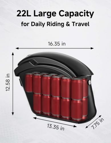 KEMIMOTO Upgraded Impact-resistant Motorcycle Hard Saddlebags 22L (11Lx2)