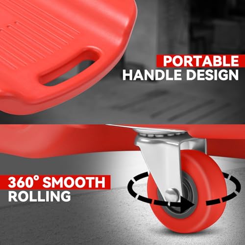 Auto Dynasty 38 in Low-Profile Under-Car Rolling Mechanic Creeper, Red - color: Red