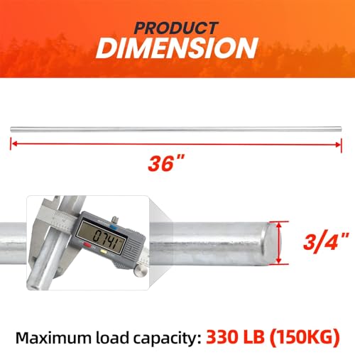 AR-PRO (2-Pack) 3/4” x 36” Zinc Plated Steel Rods Designed for Use as an Axle Shaft on Hand Trucks Dollies Wagons 4005BC Wheelbarrows - size: 3/4”x36”