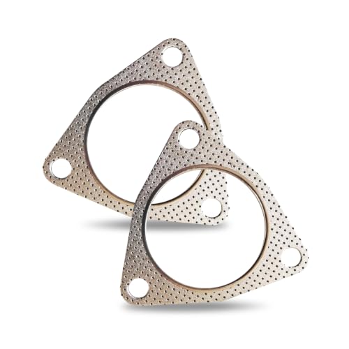 2PCS 2.5"Exhaust Gasket 3Bolt Exhaust Flange Gasket w/SS Fire Ring