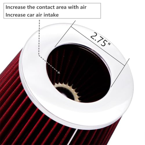 4In 102mm Washable Dry Clamp-On Cone Air Filter, Red - size: 4"