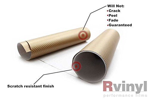 Rwraps 3D Carbon Fiber Vinyl Car Wrap Film in Gold - 5ft x 1ft - Vehicle Sheet Roll with Adhesive Back and Air Release Technology - color: 3D Carbon Fiber Gold, size: 5ft x 1ft