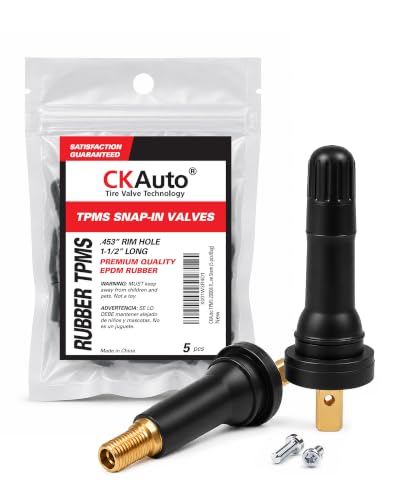 CKAuto TPMS 20008 Rubber Snap-in Tire Pressure Sensor Valve Stem, 5 Pcs - size: TPMS