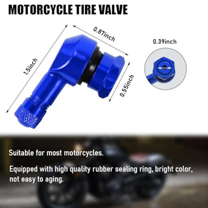 Yourkar 2 PCS Motorcycle Tire Valve Stems, 90 Degree Angle Aluminum Alloy, Blue - color: Blue