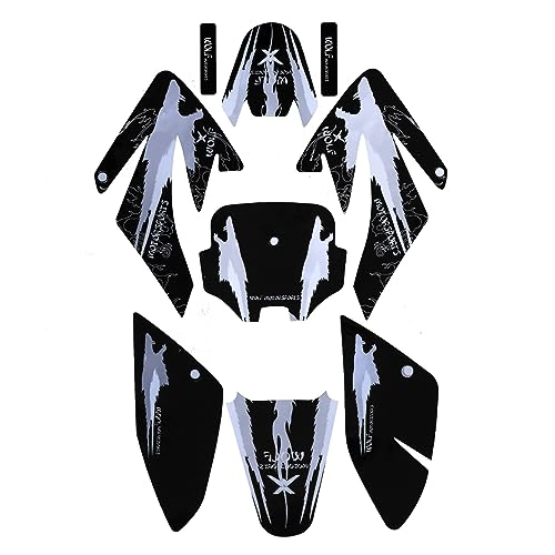 CRF70 Plastic Kit CRF 70 Plastic Fender Kit Plastic Fairing Kit & Graphics Decals & Seat & Fuel Tank Motorcycle Fairing Body Work Kit for CRF70F SSR Thumpstar 140cc Pit Dirt Bike (Black) - color: Black