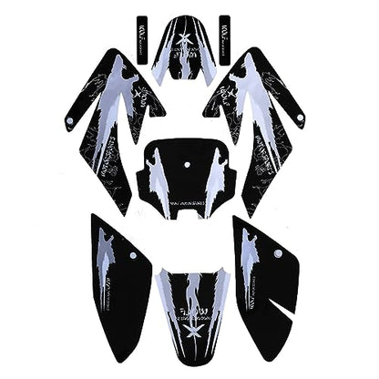 CRF70 Plastic Kit CRF 70 Plastic Fender Kit Plastic Fairing Kit & Graphics Decals & Seat & Fuel Tank Motorcycle Fairing Body Work Kit for CRF70F SSR Thumpstar 140cc Pit Dirt Bike (Black) - color: Black