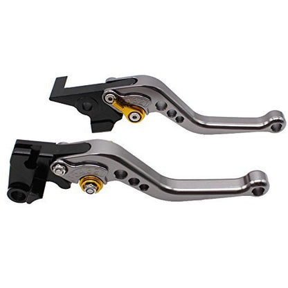 FXCNC Adjustable Brake Clutch Levers for YFM700 Raptor 700R 2000-2006, Banshee 350 YFZ350 2002-2008, Wolverine 350 YFM350FX 2002-2005,Blaster 200 YFS200 2004-2006,WR125/250/500 1991-95 - color: Gray Lever with Gold Adjuster