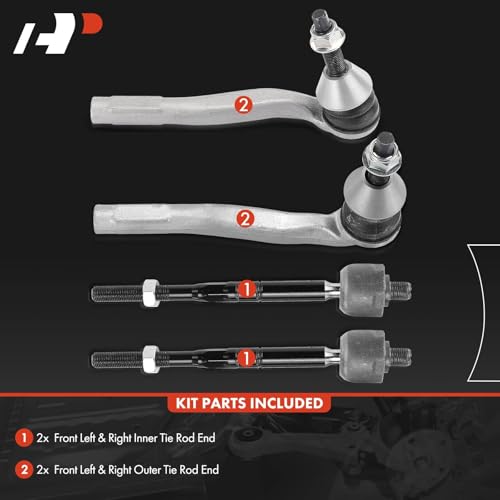 A-Premium Front Inner Outer Tie Rod End Kit Fix Uneven Tire Wear
