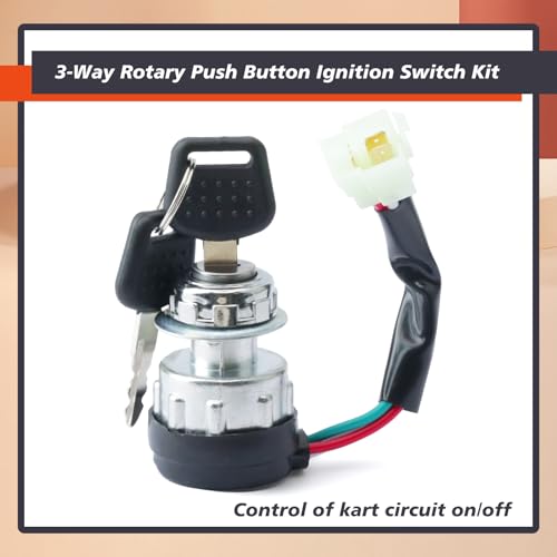 3-Way 3-Wire 14222 Rotary Push Button Ignition Switch Kit Replacement for Hammerhead SS150 GTS150 SS250 GTS250 LE150 for Trailmaster 150CC 250CC Go-Kart for American Sportworks 150CC Karts