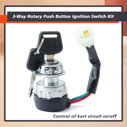 3-Way 3-Wire 14222 Rotary Push Button Ignition Switch Kit Replacement for Hammerhead SS150 GTS150 SS250 GTS250 LE150 for Trailmaster 150CC 250CC Go-Kart for American Sportworks 150CC Karts