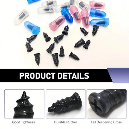 101 PCS Tire Repair Rubber Nail, Vacuum Tire Repair Spiral Rubber Studs Kit, 3 Size Tire Screw Plugs Quick Repairs Tool with Screwdriver, Self-Service Tires Puncture Repairs for Most Cars - size: 100 PCS + Screwdriver