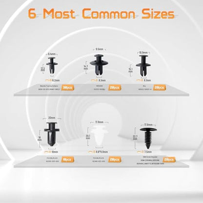OTUAYAUTO 120PCS Nylon Push-Type Bumper Retainer Clips - size: 120Pcs 6 Sizes Clips with 1 Remover