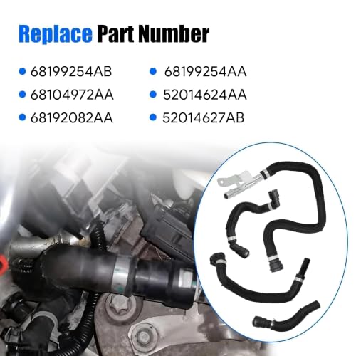 HVAC Heater Supply Return Hose Kit Compatible with Cherokee 2014-2018 for Chrysler 200 2015-2017 Replace 68199254AB 68199254AA 68104972AA 52014624AA 68192082AA 52014627AB