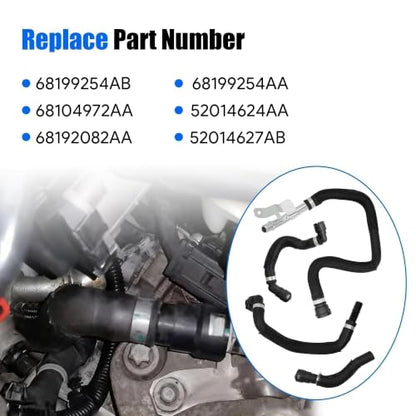 HVAC Heater Supply Return Hose Kit Compatible with Cherokee 2014-2018 for Chrysler 200 2015-2017 Replace 68199254AB 68199254AA 68104972AA 52014624AA 68192082AA 52014627AB