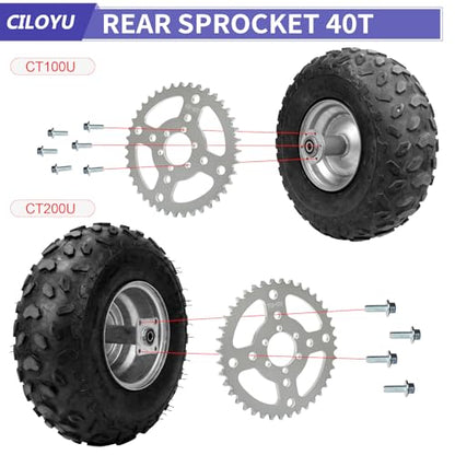 Modified Mini Bike 420 Chain with 40 Tooth Sprocket Kit 40mm Bore - color: Silver