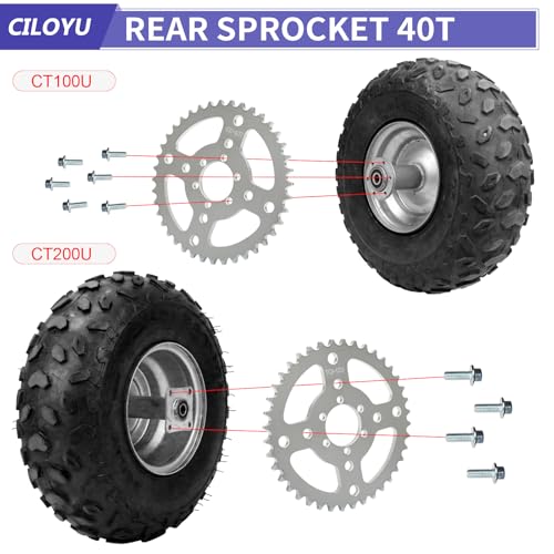 Modified Mini Bike 420 Chain with 40 Tooth Sprocket Kit 40mm Bore - color: Silver