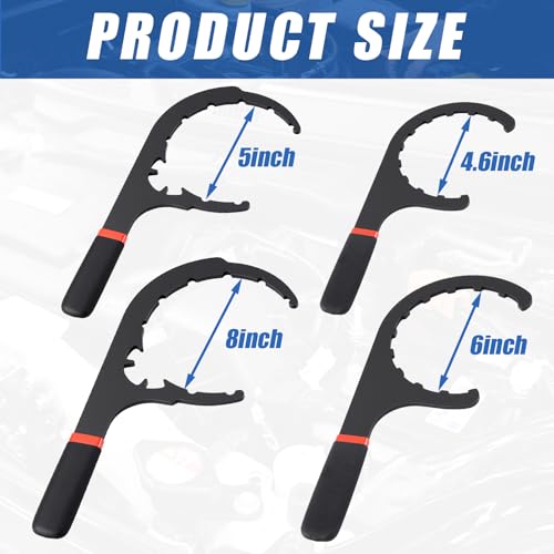 4 Pcs Fuel Filter Wrench 4.6'' & 5'' & 6'' & 8'' Red and Black - color: Red and Black, size: 4.6'' & 5'' & 6'' & 8''