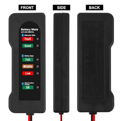 12V car Battery Tester, Alternator Tester Automotive,Battery Checker, Analyzer to Check alternator & Battery Charging System,LED Indication (B) - color: B