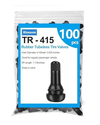 Riseuvo TR415 Tubeless Rubber Snap-in Tire Valve Stems, 100Pcs