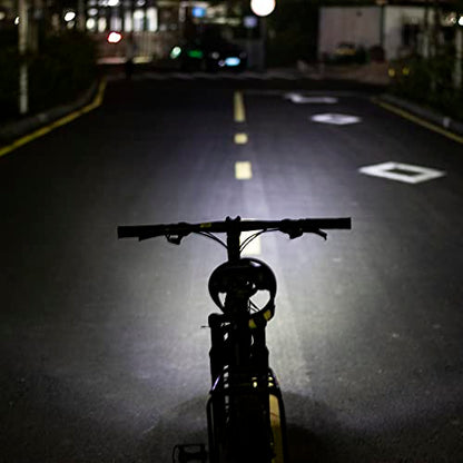 EBike Turn Signals Light Kit, Front Headlight 400 Lumens, Rear Taillight 80mm Hole Spacing (Mounting Bracket to Fit 50mm Rack Holes), Handlebar Control Switch, for E-Bike and Electric Scooter 12V-48V