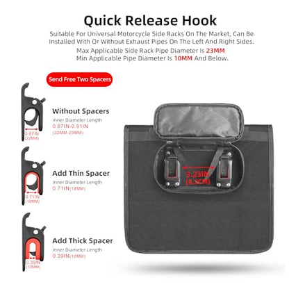 Rhinowalk Motorcycle Saddlebags, Waterproof Saddlebags, Quick Release 13L Single Side Hanging Bag Motorcycle Accessories - size: 13L