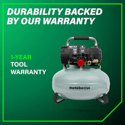 Metabo HPT Pancake Air Compressor, 6-Gallon 165PSI, Portable Air Compressor with 1.0 HP Oil-Free High Efficiency Motor, Lihghtweight, Quick Couplers for Fast Tool Changes, EC711S - style: 6-Gallon Pancake, 165 PSI