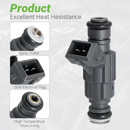 Fuel Injectors Set of 4 Compatible with udi A4 2002 2003 2004 2005 2006 A4 Quattro Volkswagen Passat 2001-2005 1.8L L4 Turbo # Replace 06B133551M FJ671 62674 852-12185 85212185 0280156065 - size: 671