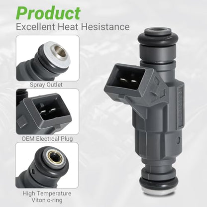Fuel Injectors Set of 4 Compatible with udi A4 2002 2003 2004 2005 2006 A4 Quattro Volkswagen Passat 2001-2005 1.8L L4 Turbo # Replace 06B133551M FJ671 62674 852-12185 85212185 0280156065 - size: 671